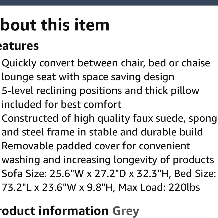 Convertible Single Sleeper Sofa Chair photo 6