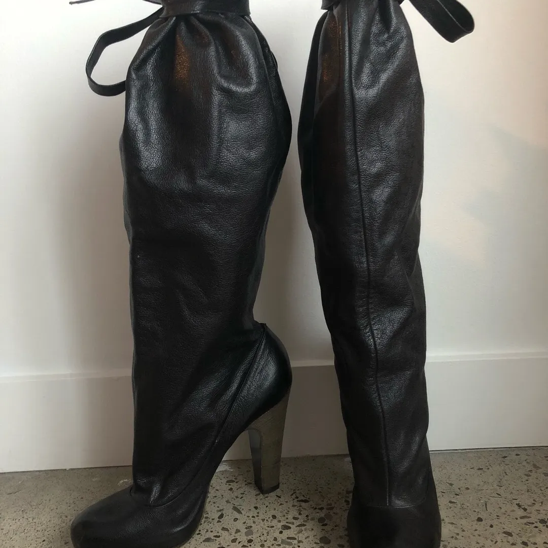Marc by Marc Jacobs Black Leather Slouch Boots Size 6.5 photo 3