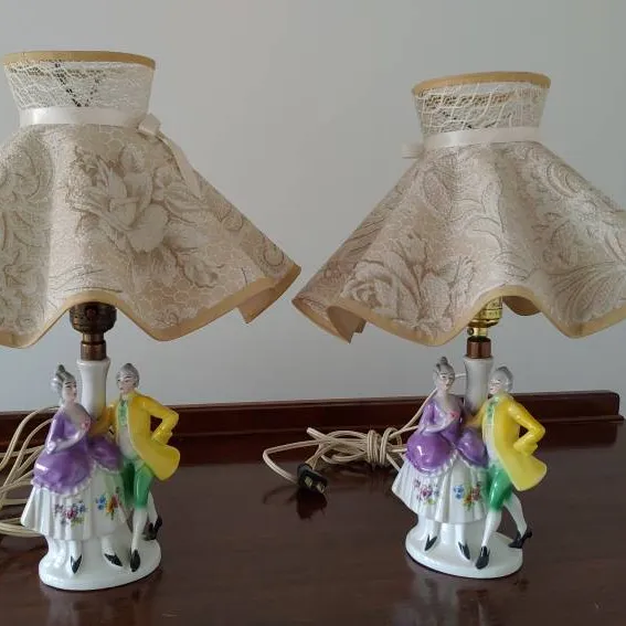 Set Of Vintage Antique Porcelain Table Lamps photo 1