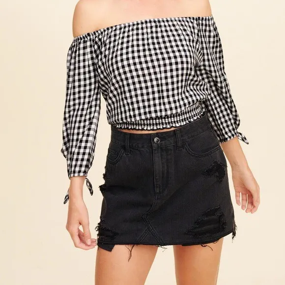 Hollister Off The Should Gingham Top photo 1