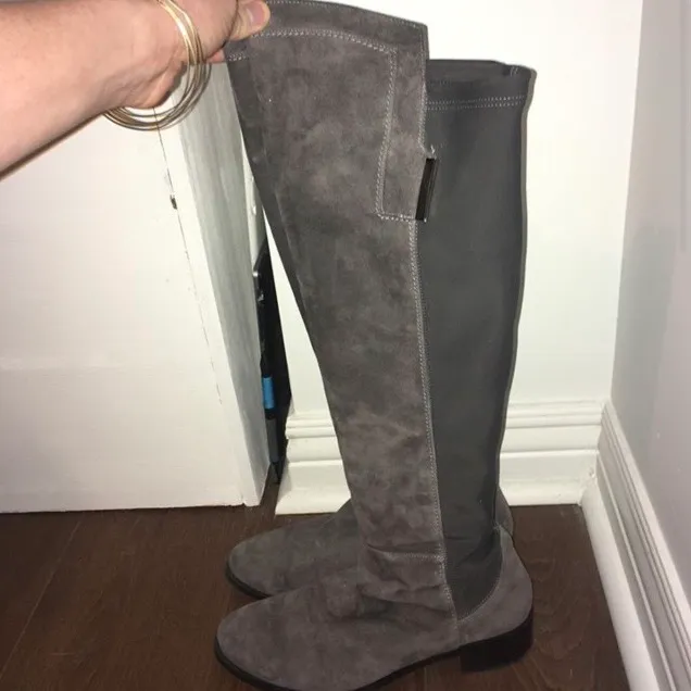 Grey Knee High Suede Boots From Browns photo 1