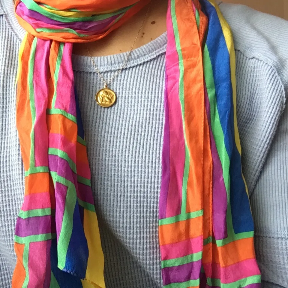 Vintage Rainbow Silk Scarf 🌈 photo 3