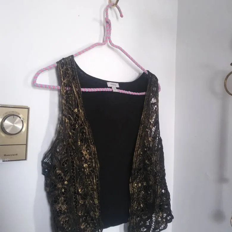 Gold And Black Lacey Vest photo 1
