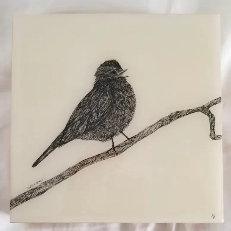 Bird artwork 6x6 In by Anna Whitmore 🐦 lacquered onto wood f... photo 3