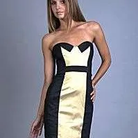 BNWT - Black and Gold Lame Tuxedo Dress by Nicole Miller - Si... photo 1