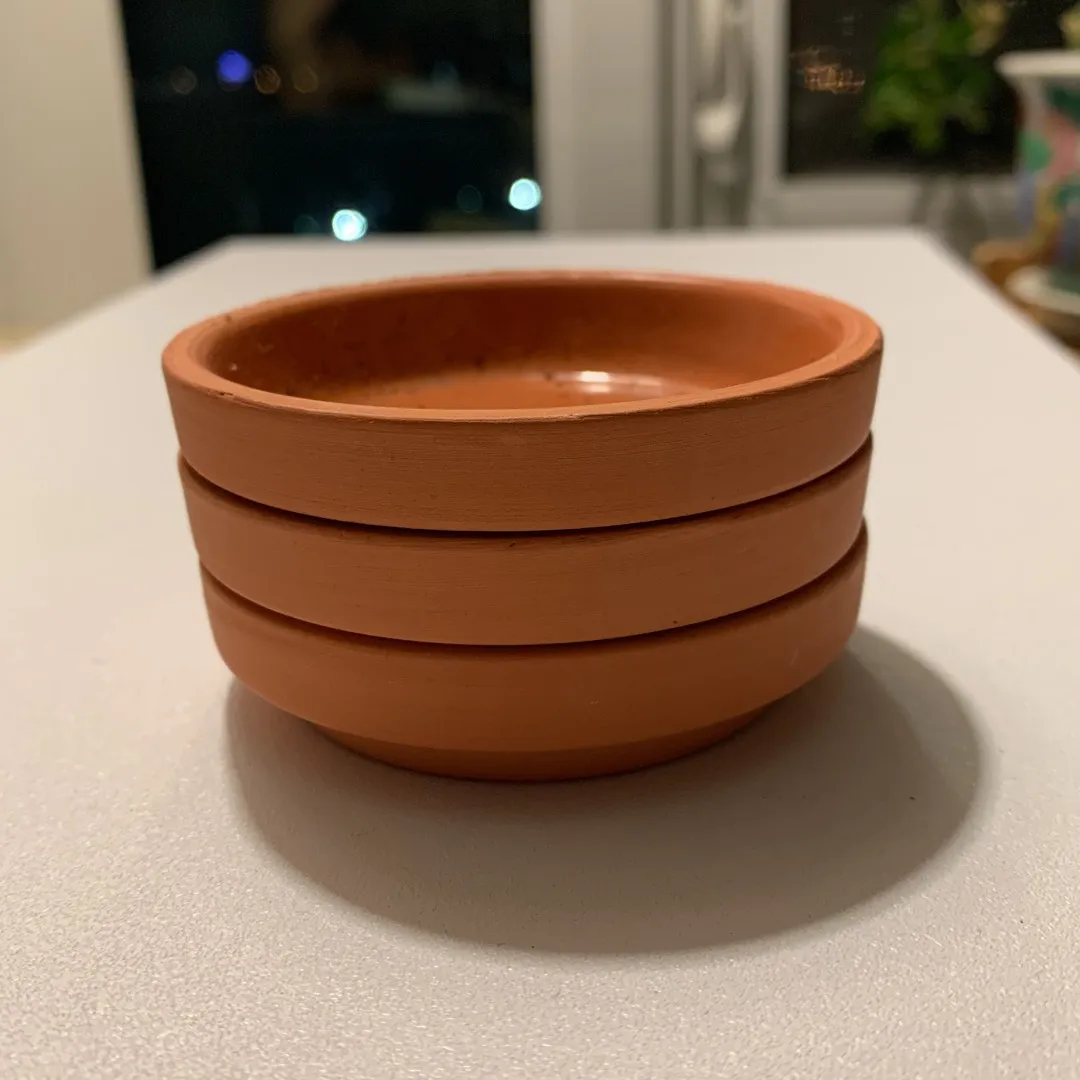 3 Terracotta Planters And 3 Dishes photo 3