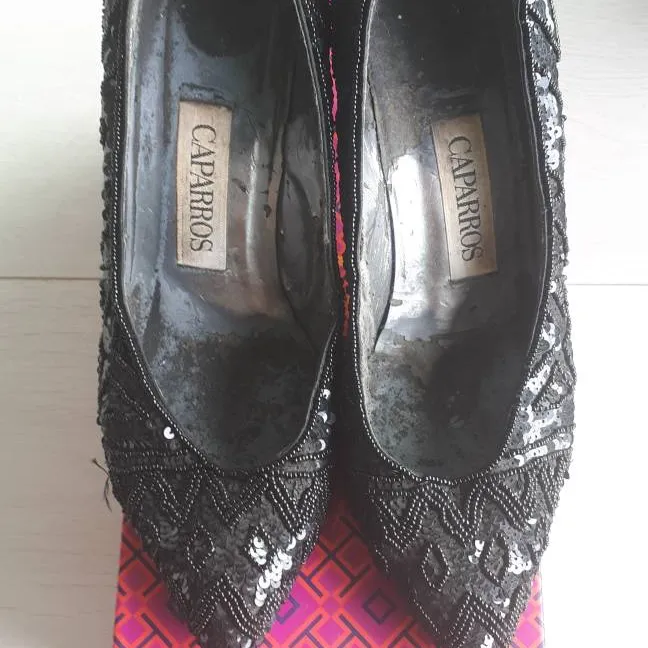 Vintage Black Sequins Heel Size 8 photo 3