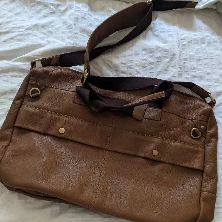 Brown Leather Shoulder Travel Bag photo 6