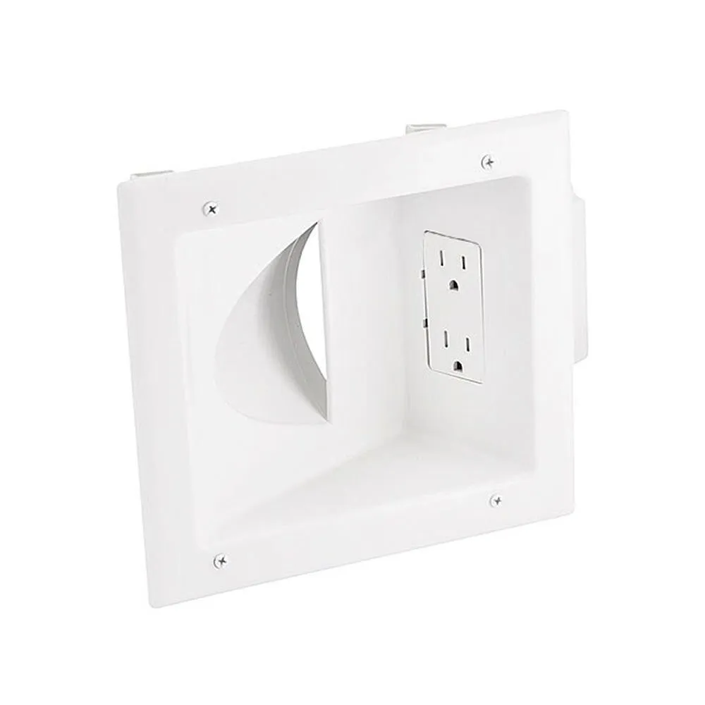 Recessed Low Voltage Media Wall Plate with Duplex Receptacle photo 1