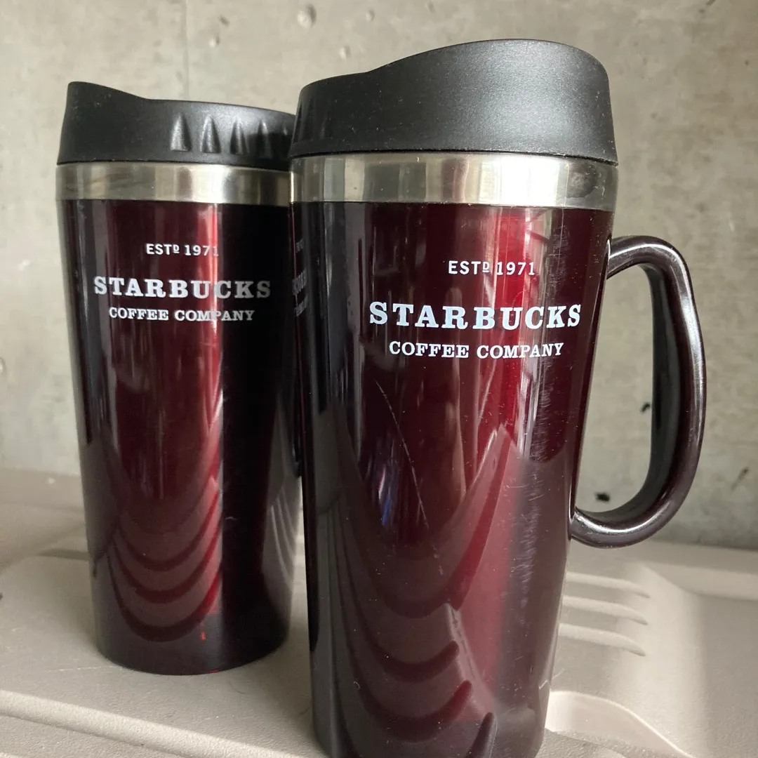 Two Starbucks Travel Mugs photo 1