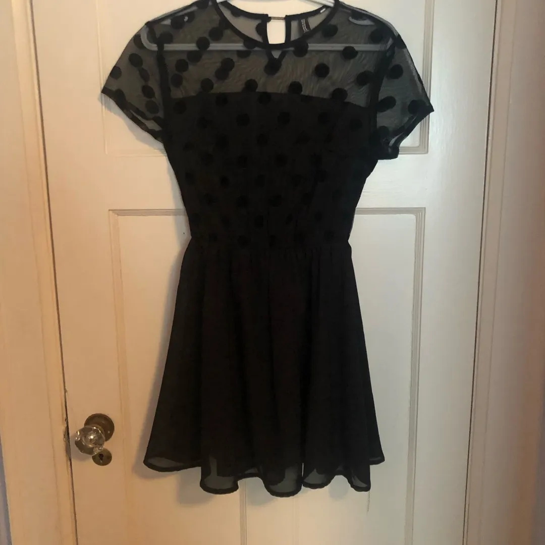 Sheer Black Polka Dot Mini Dress photo 1