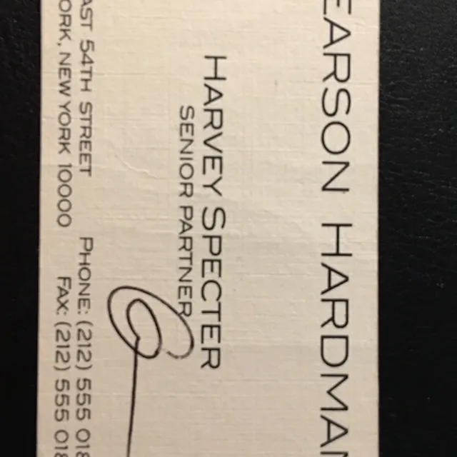 Harvey Spector Fan?  Signed Business Card photo 1