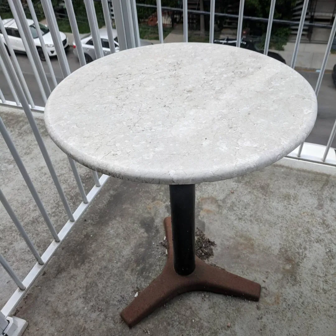 Marble Top Table With Wrought Iron Base photo 1