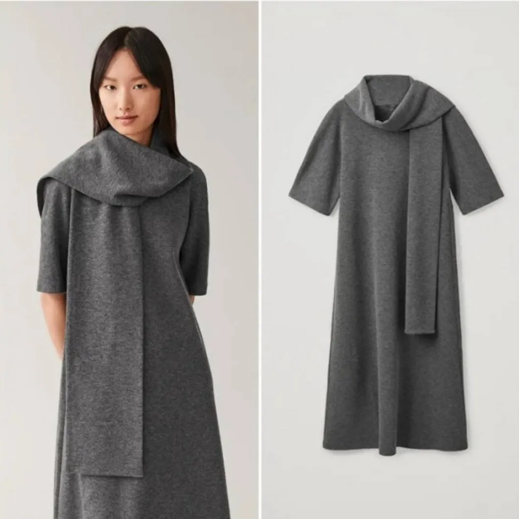 COS Cotton-wool Midi Dress With Attached Scarf - XS photo 1