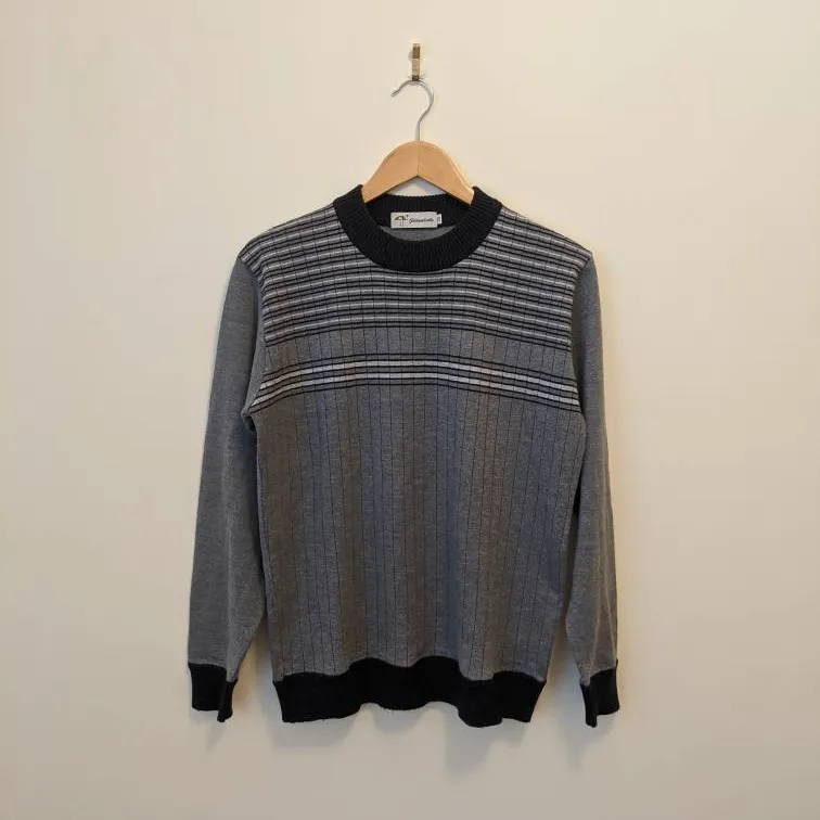 Vintage Men's Grey Cashmere Striped Sweater photo 1