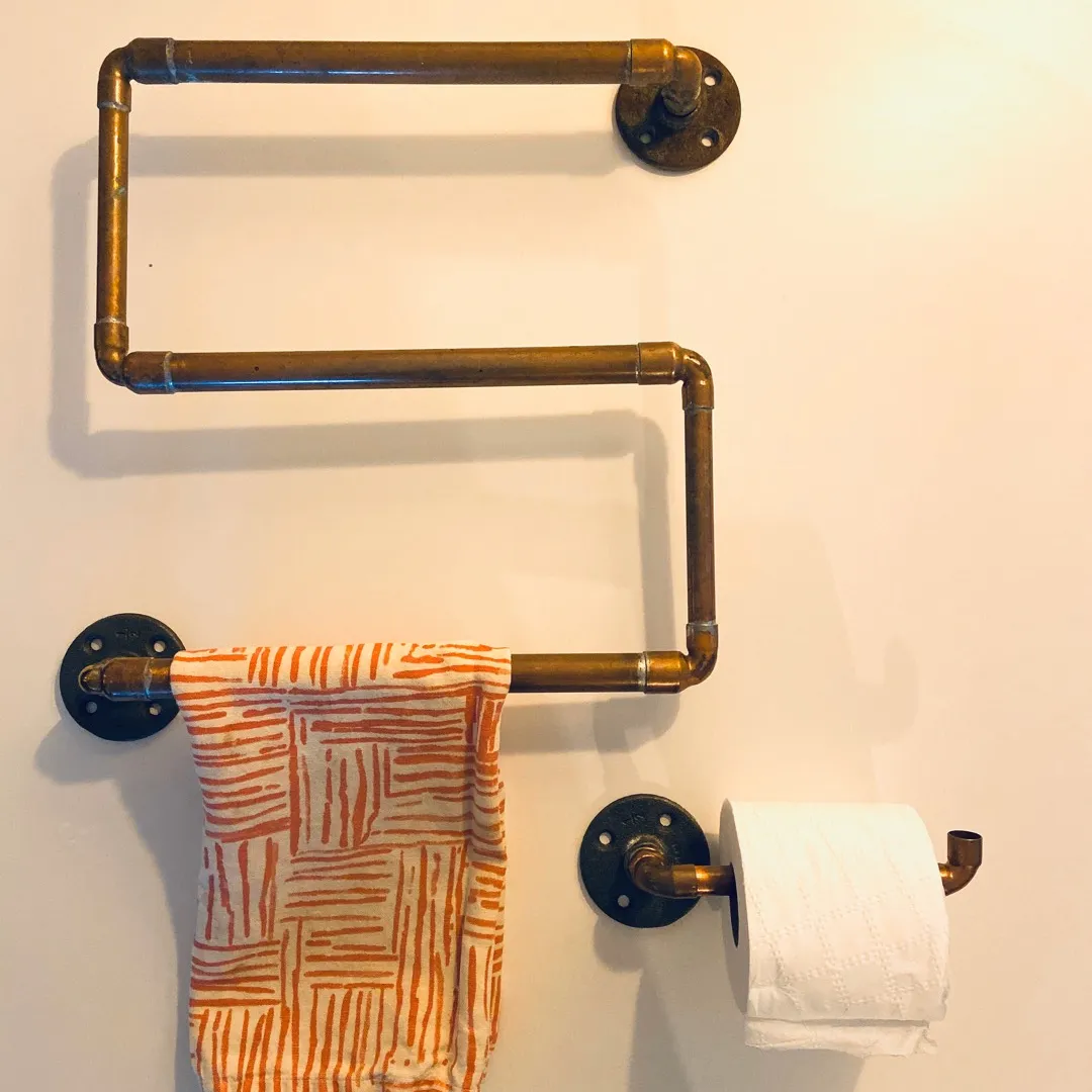 Copper Towel Bar & Toilet Paper Holder photo 1