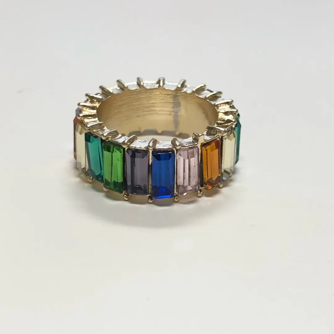 Gold Plated Ring With Rainbow Stones photo 3