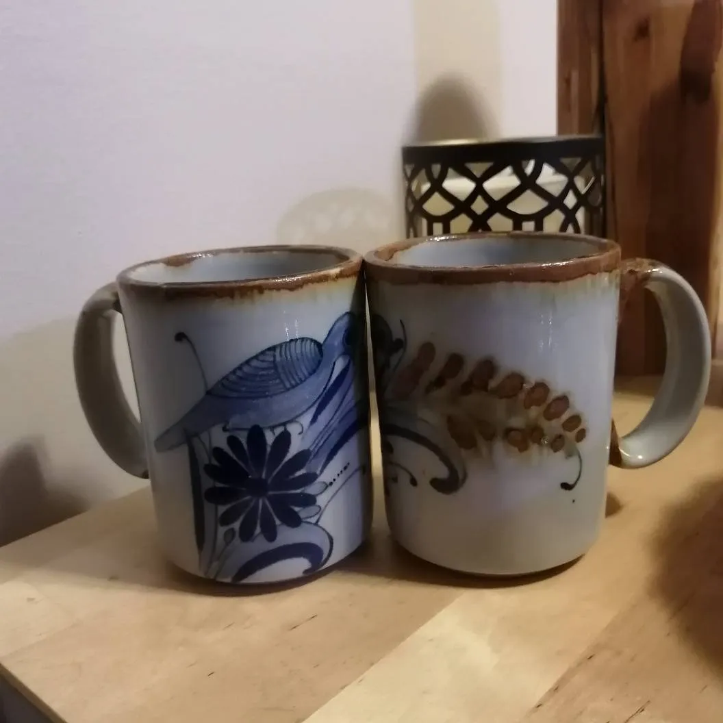 2 Handmade Pottery Quail Cups (Mexico) photo 1