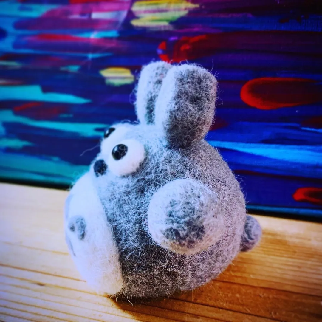 Wool Felted Totoro - Grey, Blue, White - Handmade photo 4