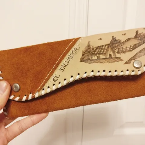 handmade suede leather wallet photo 1