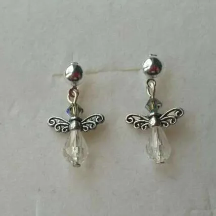 Silver Plated Fairy Earrings with Crystals photo 1