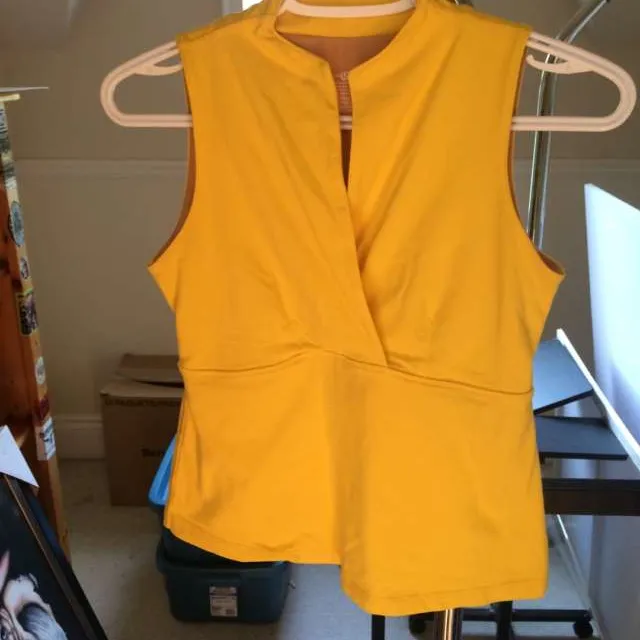 Yellow Lulu Tank With Built-in Sports Bra - Size 10 photo 1