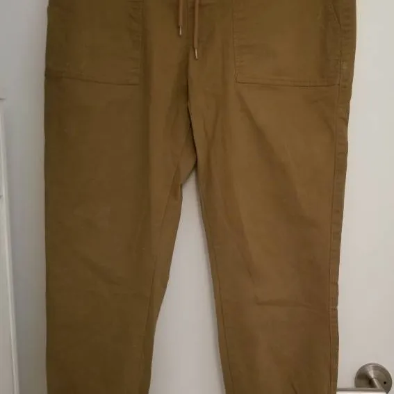 Tan Drawstring Chinos with Cinched Cuffs photo 3