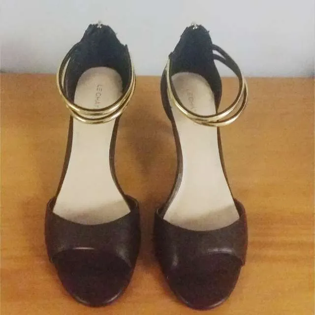 Black and Gold Open Toed Heels #Shoes photo 1