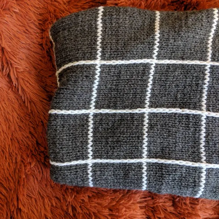 Handknit Grid Scarf/Lap Blanket photo 1