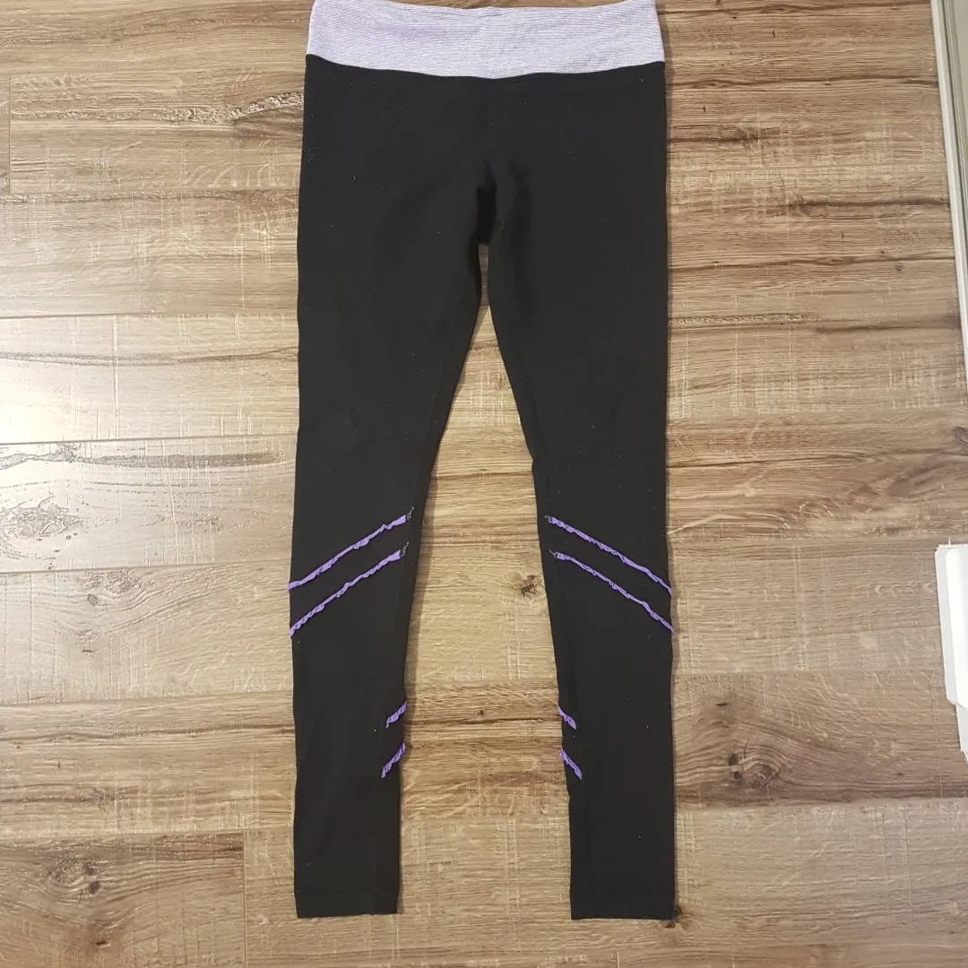 Lululemon Leggings Size 8 (Black with Purple Ruffle) photo 1