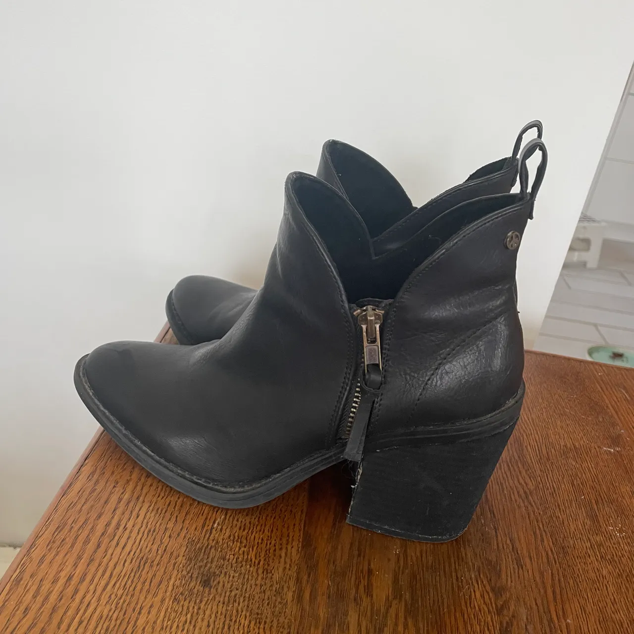Black chunky heel booties - size 8 photo 4