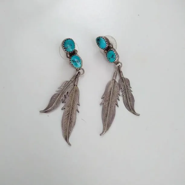 Turquoise And Feather Earrings photo 1