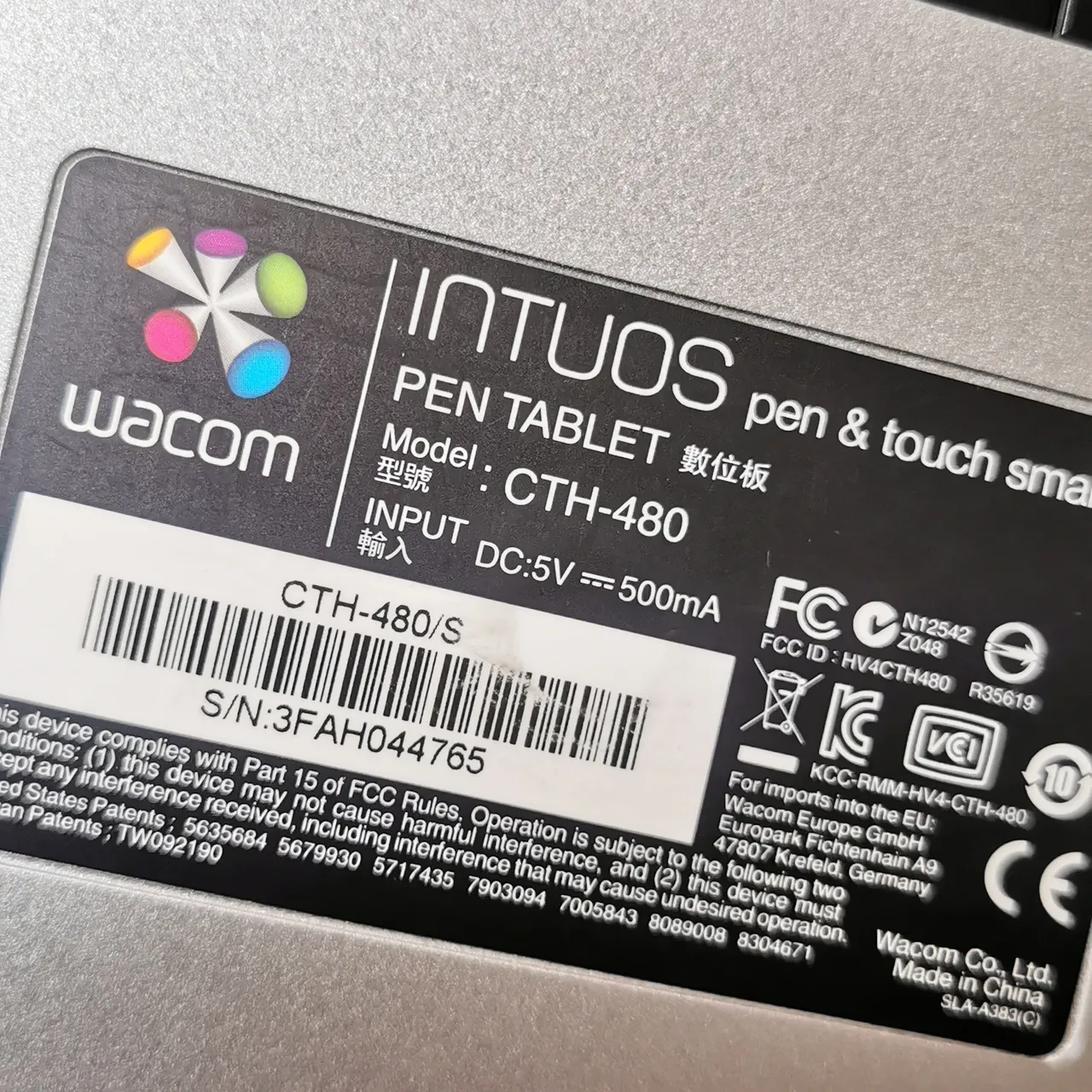 Wacom Intuos tablet cth 480 photo 4