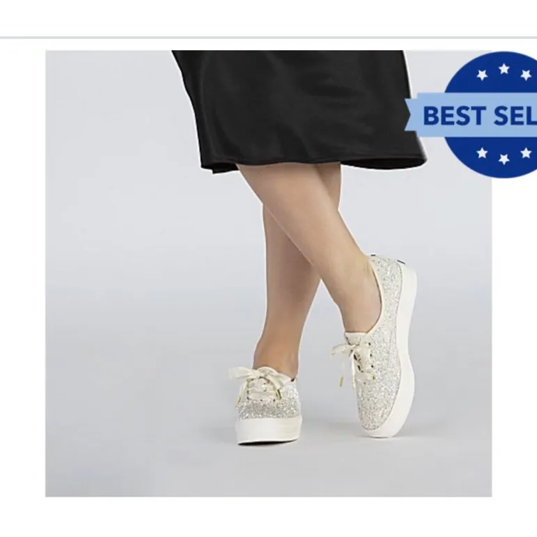 Brand New In Box Kate Spade For Keds Glitter Sneakers 9 photo 3