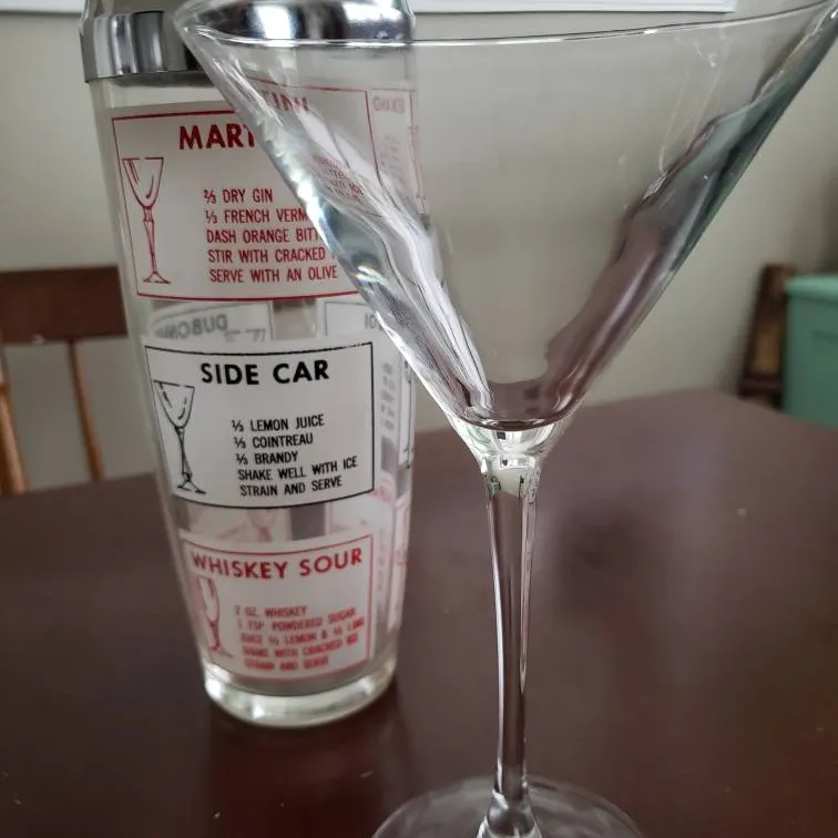 2 Lg Martini Glasses & Shaker photo 1