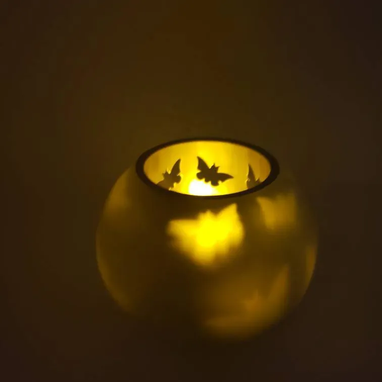 Frosted Glass Butterfly Candle Holder photo 5