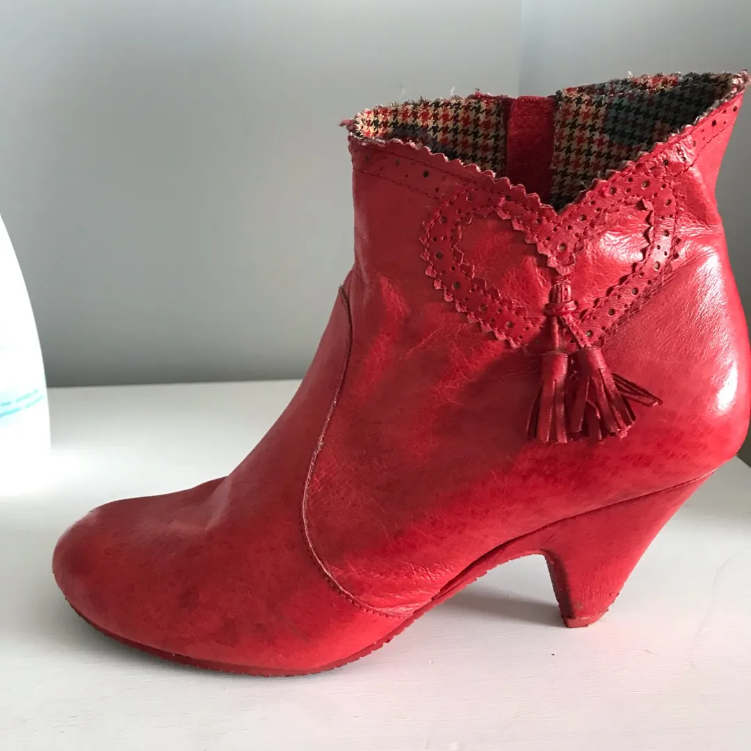 Cute Size 8 Red Leather Booties photo 1