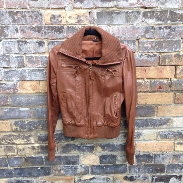 UO Faux-leather Bomber Jacket - Small photo 1