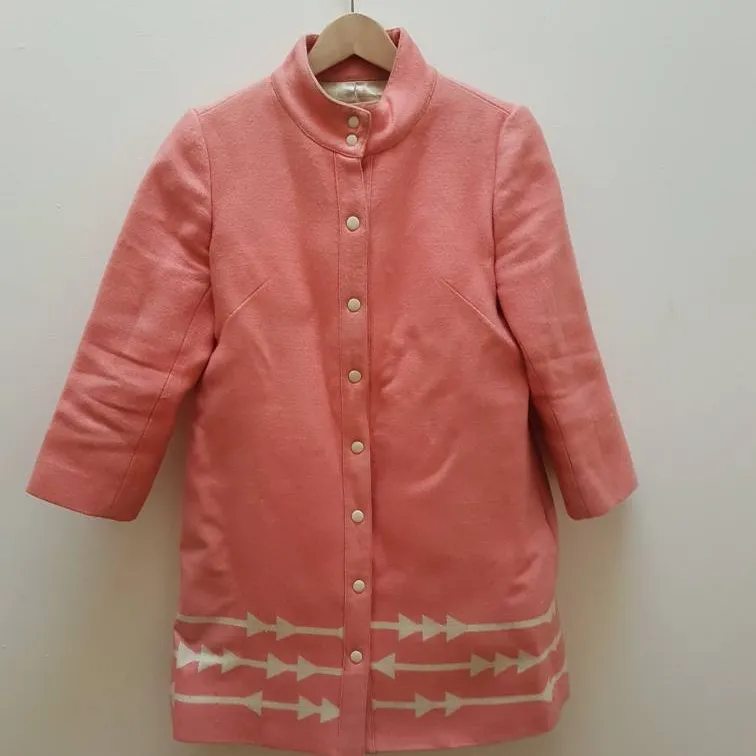 Pink Wool Coat Size S Lauren Moffatt photo 8