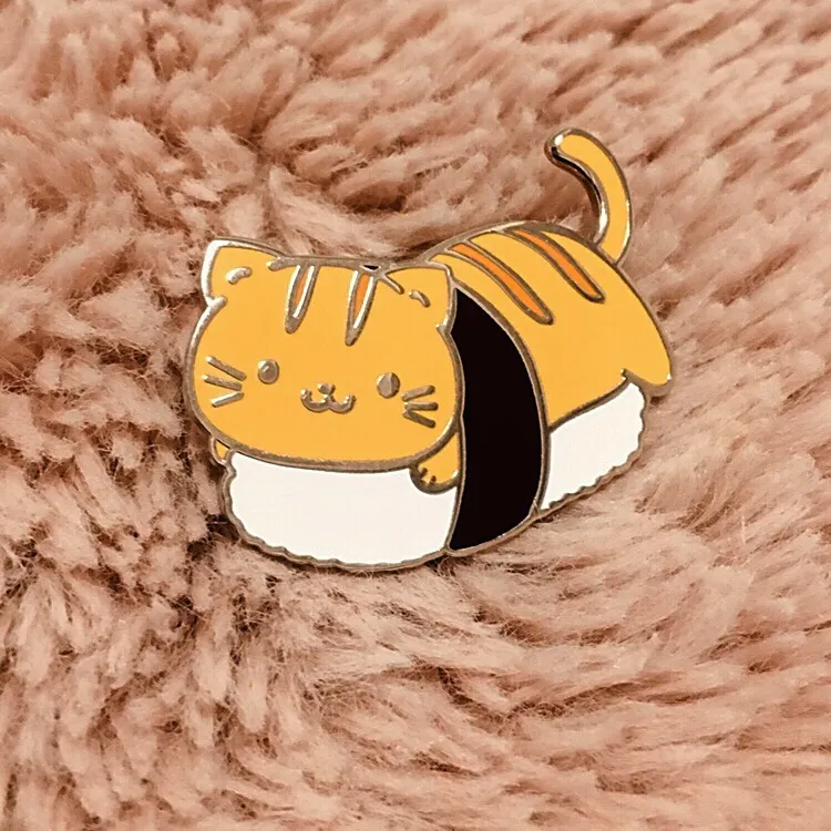 Sushi Cat Pin- Silver Backing photo 1