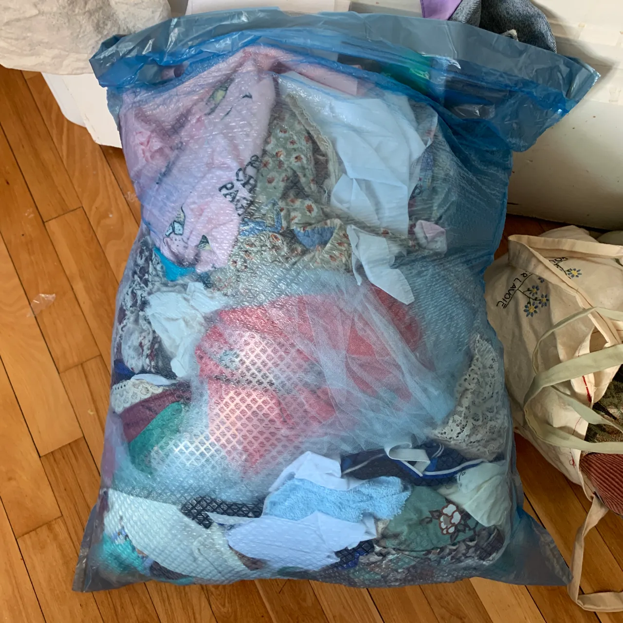 Bag of fabric, scraps, etc.  photo 1