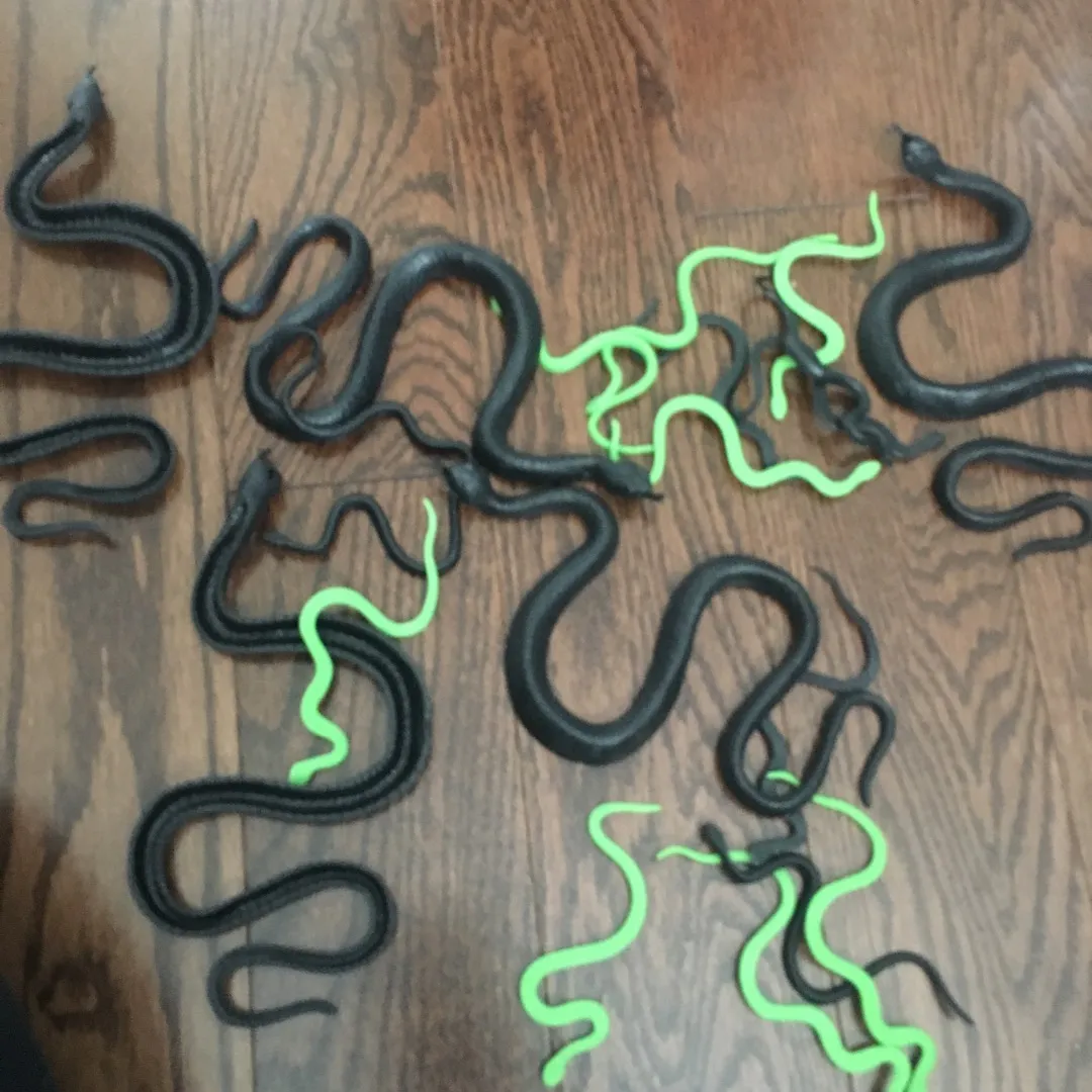 Halloween Decor - 20 Assorted Plastic Snakes Of Various Sizes photo 1