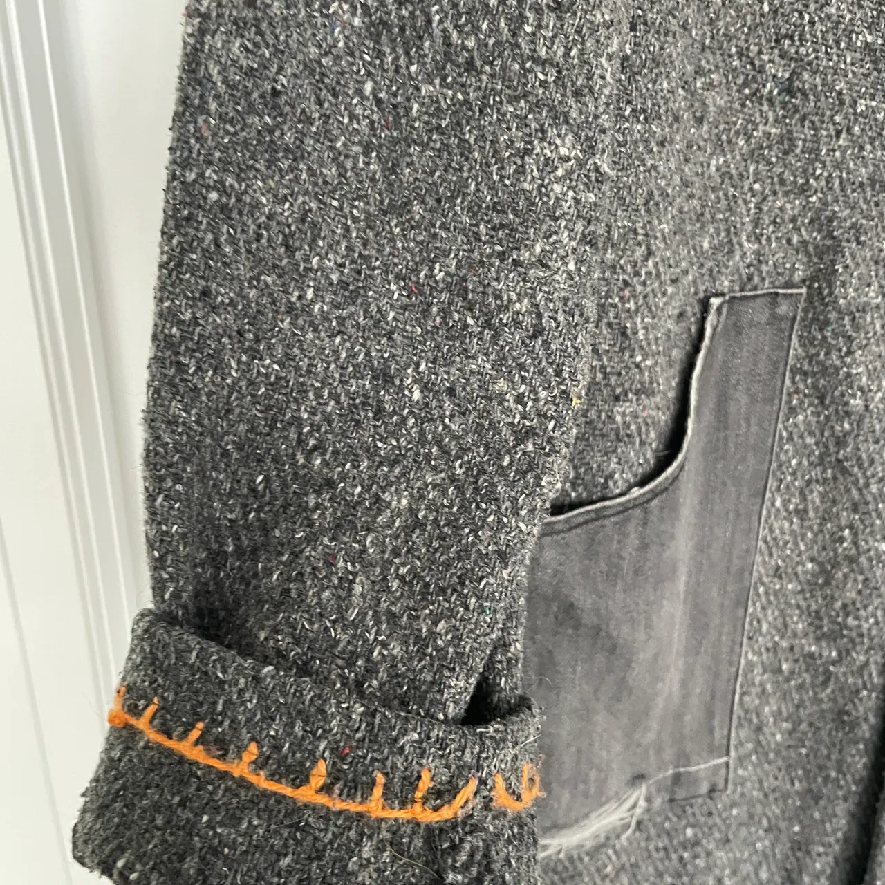 Vintage Grey Coat with Stitching Detail photo 1