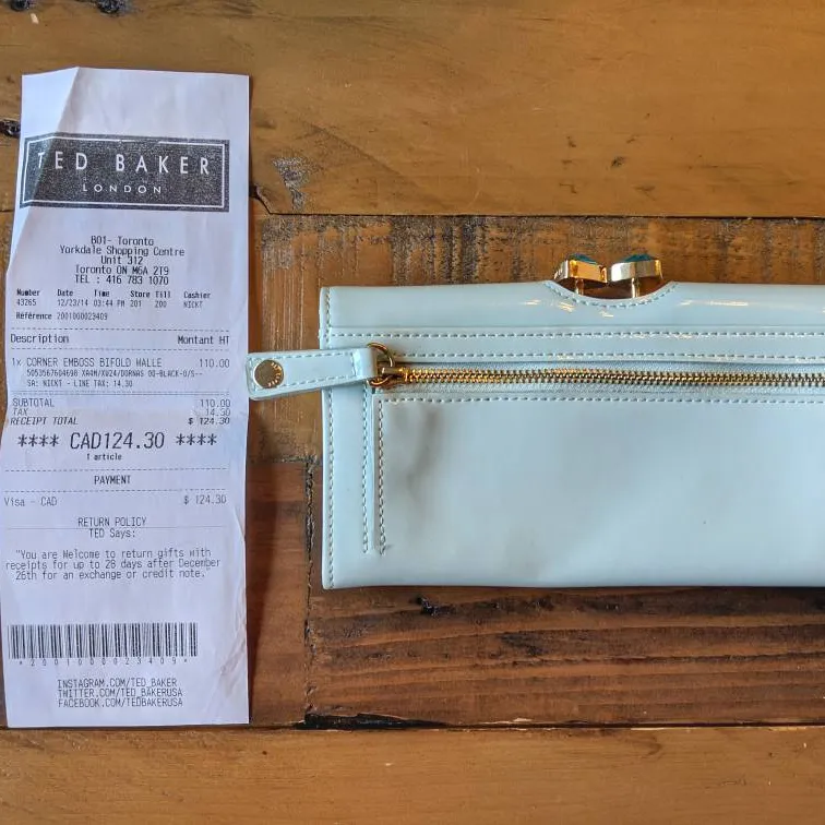 Ted Baker Tri-Fold Wallet In Mint photo 3