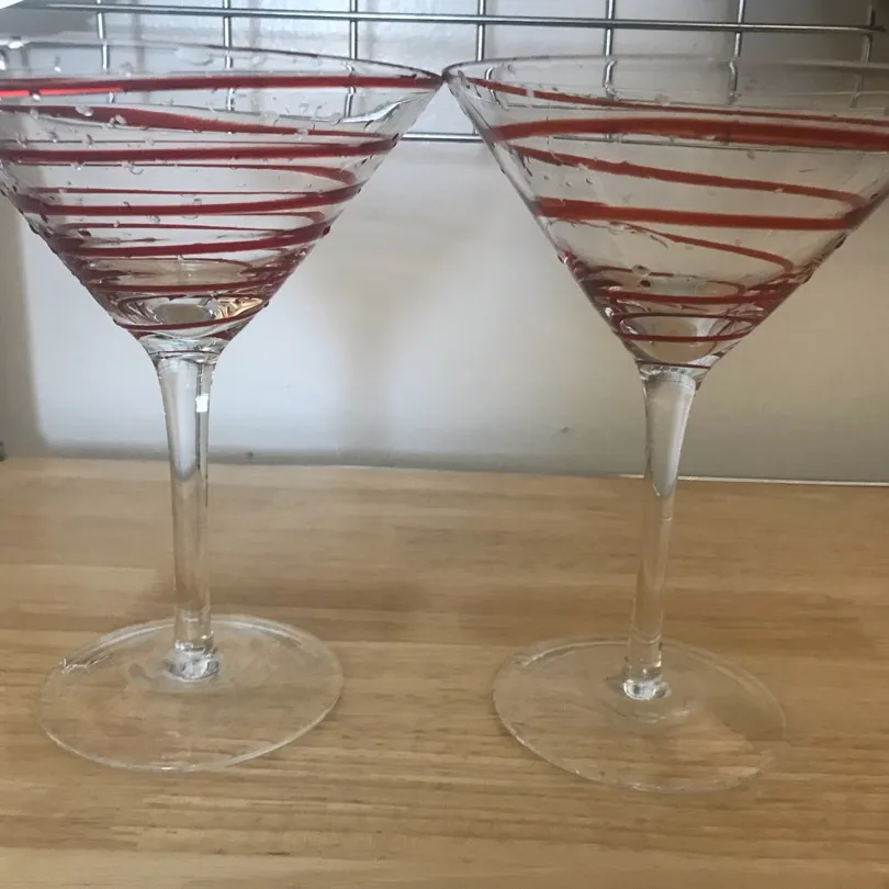 Red Stripe Martini Glasses photo 1