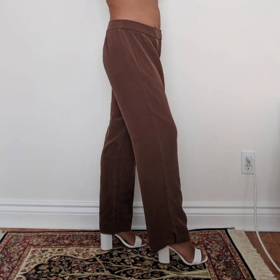Vintage Brown Silk Pants by Jones New York photo 1