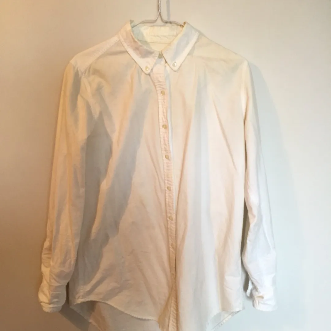 White Cotton Collared Shirt photo 1