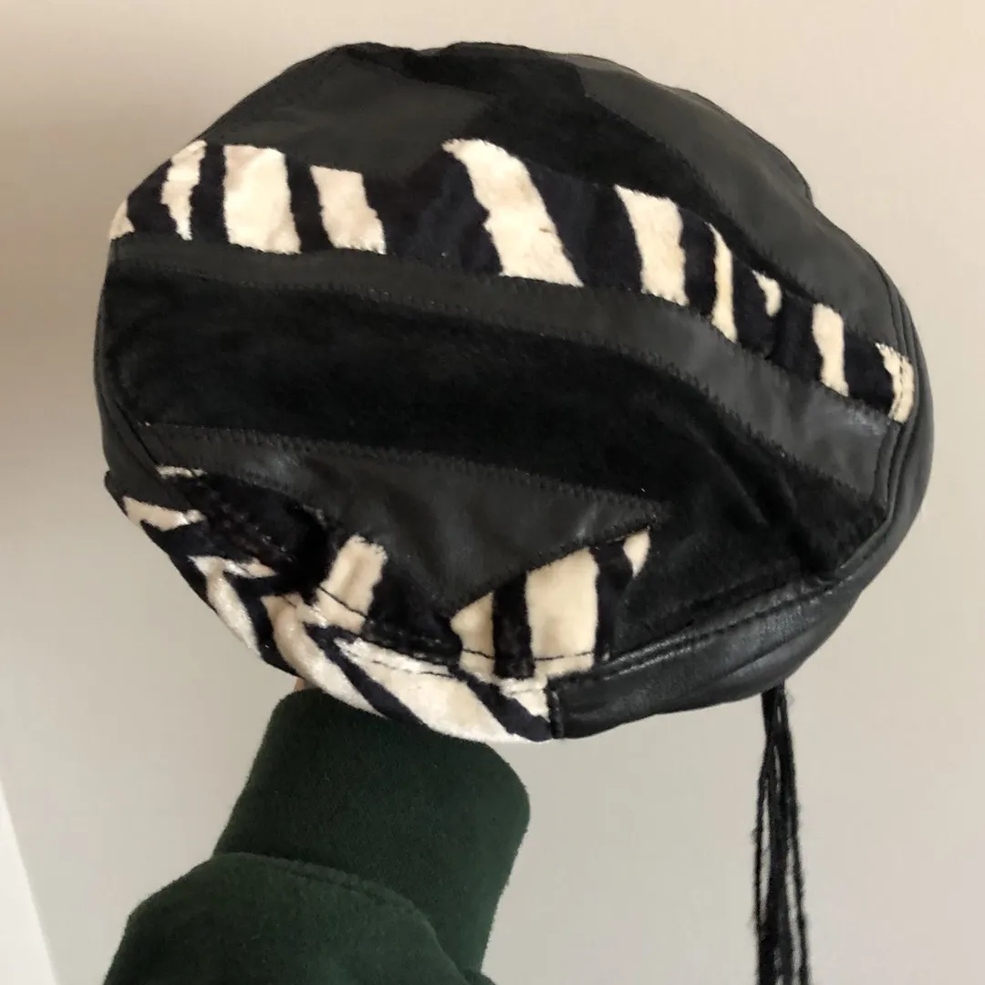 Leather, Suede And Zebra Print Hat photo 3
