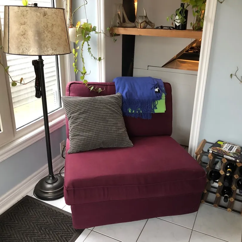 loveable, comfy purple ikea chair photo 1