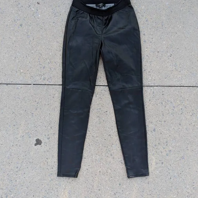 Ann Taylor Black Imitation Leather Skinny Pants photo 1
